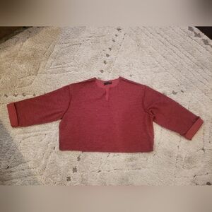 Urban Outfitters Jax Inside Out Notch Neck Sweater Sz XS Burgundy Boho Crop